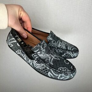 Atlanta Mocassin Kids Black White Lace Print Loafers Slip On Shoes 36 Portugal